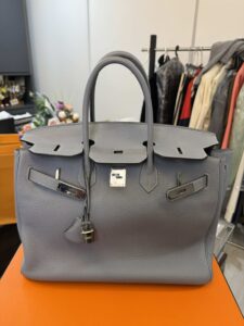 Hermes Birkin 35 Bleu Lin Light Grey/Blueish Top Handle Bag (2013)