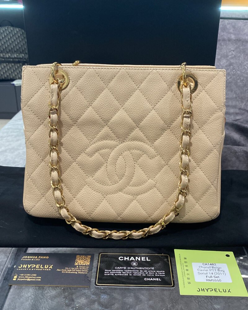 Chanel Beige PTT Caviar GHW Bag