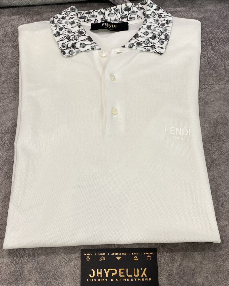 Fendi Roma Polo with Chest Logo and flowery collar