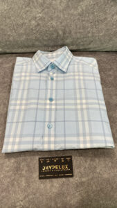 Burberry Baby Blue Plaid Checkered S/S Shirt