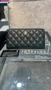 Chanel Wallet Long Black Caviar Round Zip