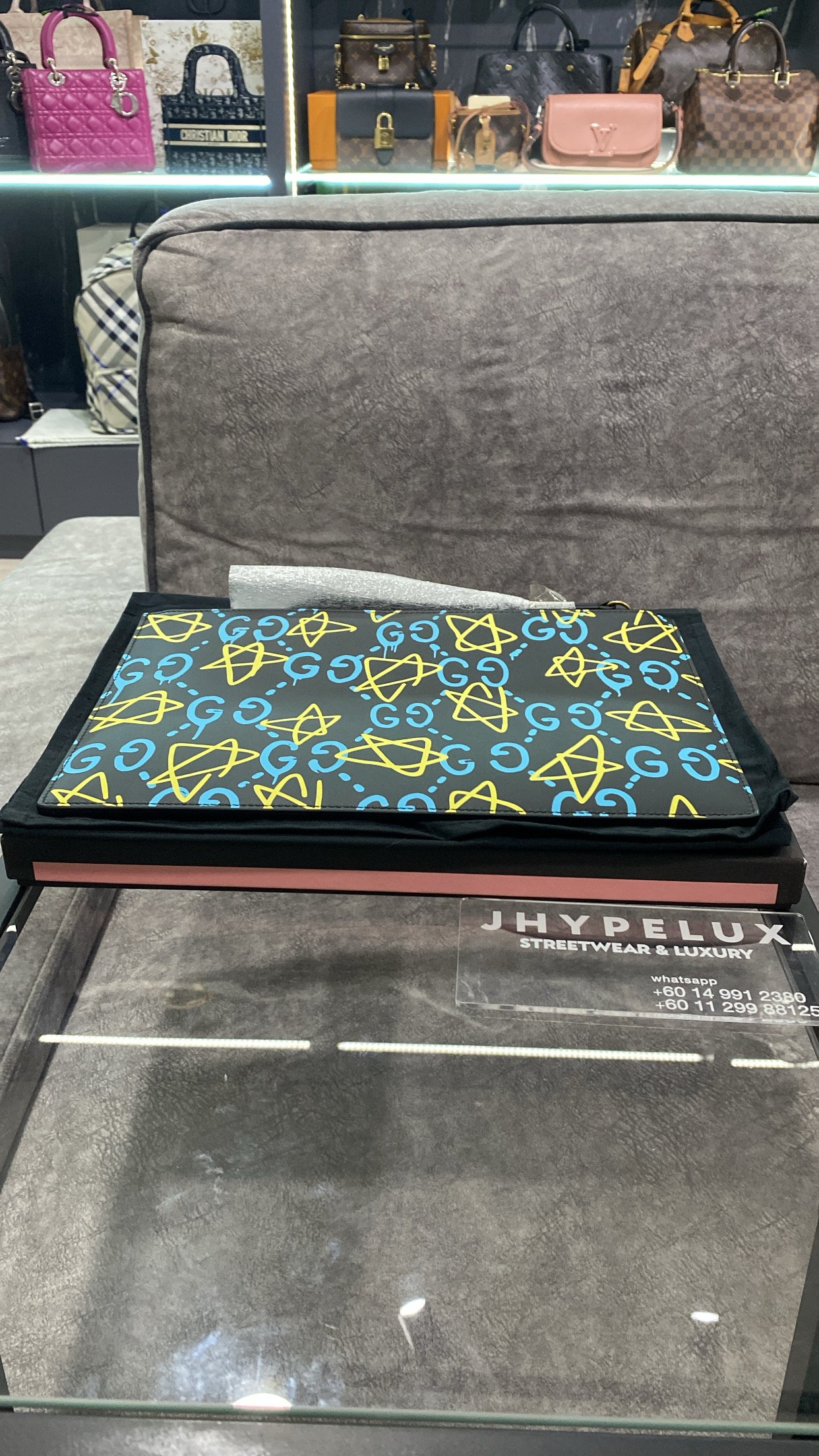 Gucci Ghost Clutch Blue Yellow