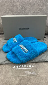 Balenciaga Slide Furry Blue Wave