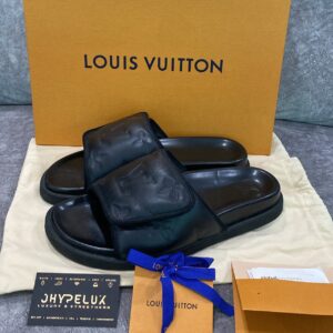 LV Waterfront Mule Black Leather Strap