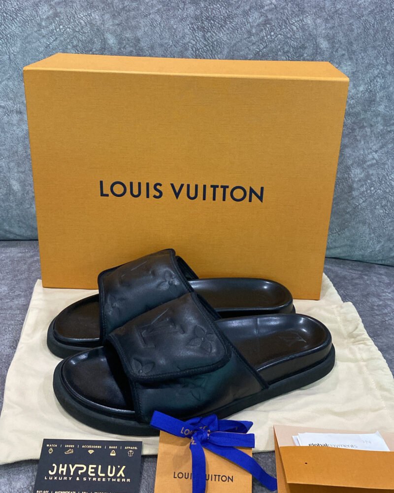 LV Waterfront Mule Black Leather Strap