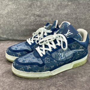 Lv Denim Blue Trainer Mid Sneaker