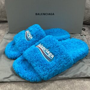 Balenciaga Slide Furry Blue Wave