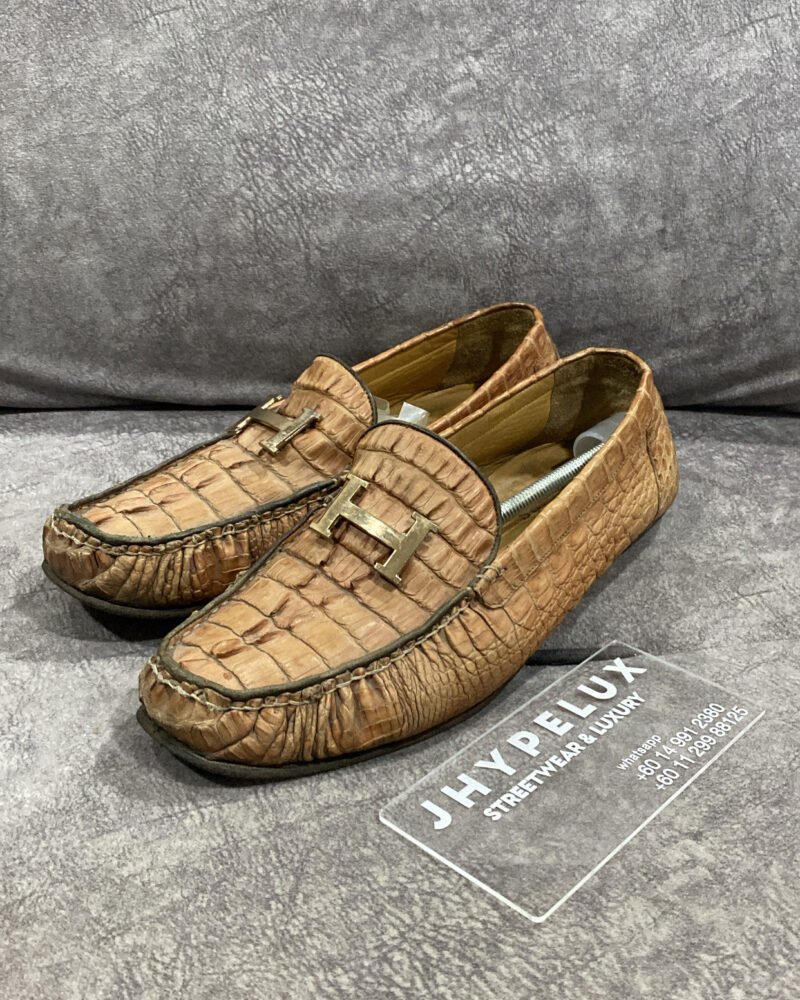 Hermes Crocodile Moccasin