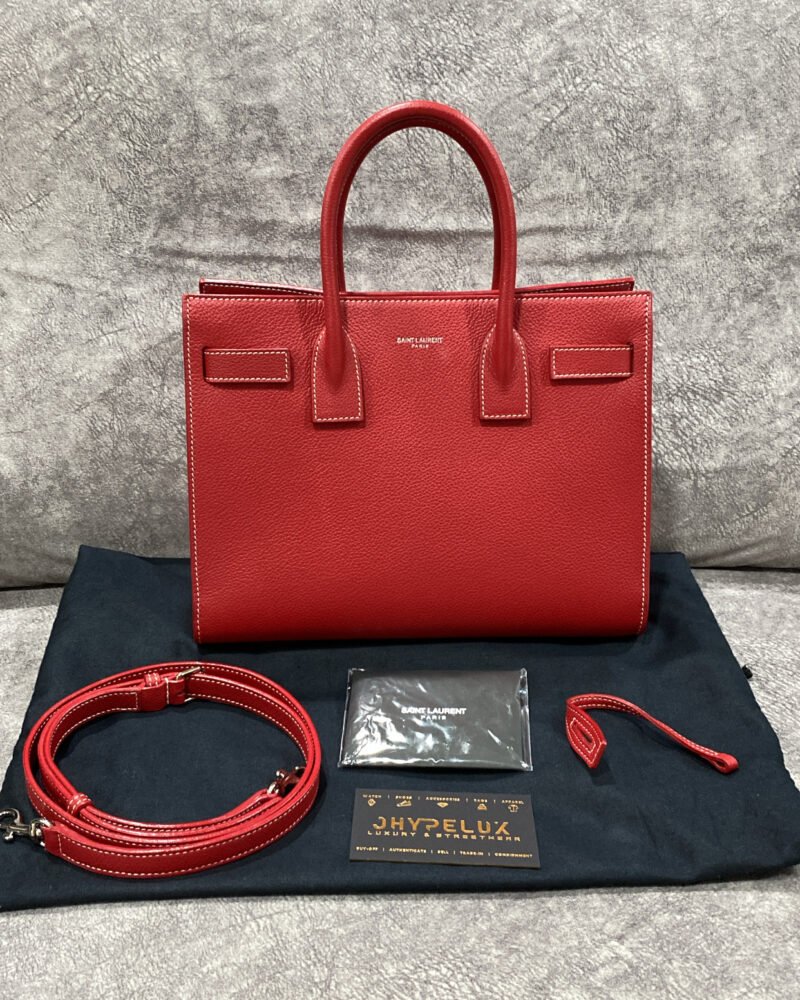 YSL Red Sac de Jour Tote Small