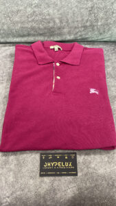Burberry Polo Red Middle collar Check Placket