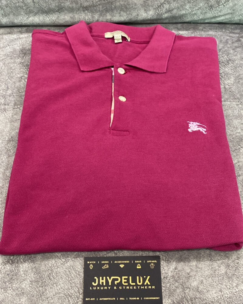Burberry Polo Red Middle collar Check Placket
