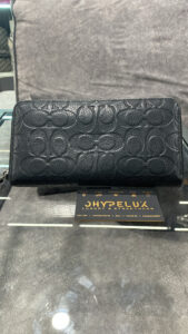 Coach Black Empreinte Monogram Long Wallet