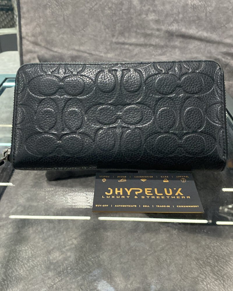 Coach Black Empreinte Monogram Long Wallet