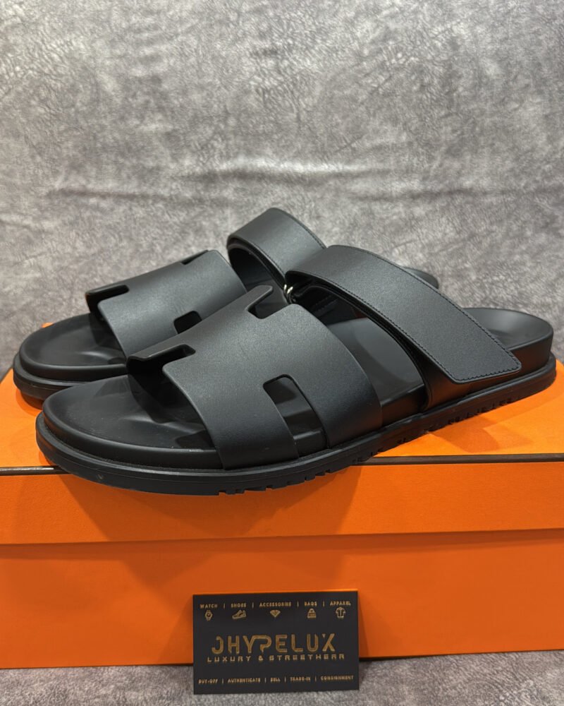 Hermes Chypre Black Sandals