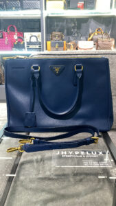 Prada Bag Galleria Medium Saffiano Double Zip Bluette