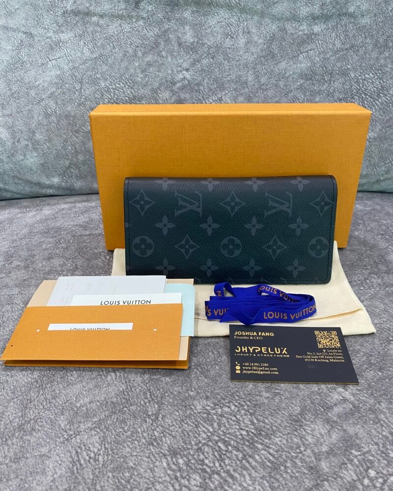 LV Brazza Monogram Eclipse Long Wallet