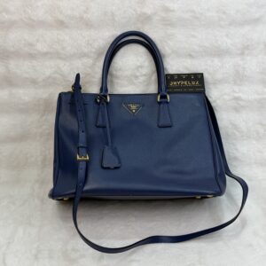 Prada Galleria Medium Saffiano Double Zip Bluette Bag