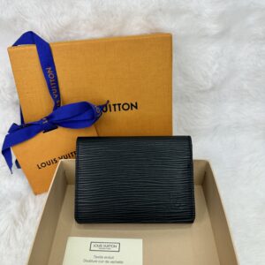 LV Black Epileather Card Case RFID