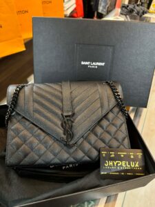YSL Bag Black Medium Envelope Caviar