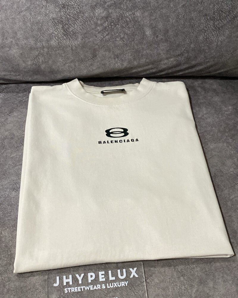 Balenciaga Tee Beige Infinity Logo Embroided