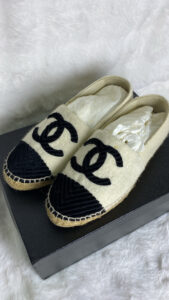 Chanel Cream/Black Terry Cloth Espadrilles