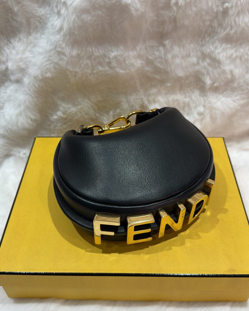 Fendi Bag Black Fendigraphy with Bottom GHW