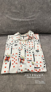 Balenciaga Shirt White S/L Poker Cards Full Logo
