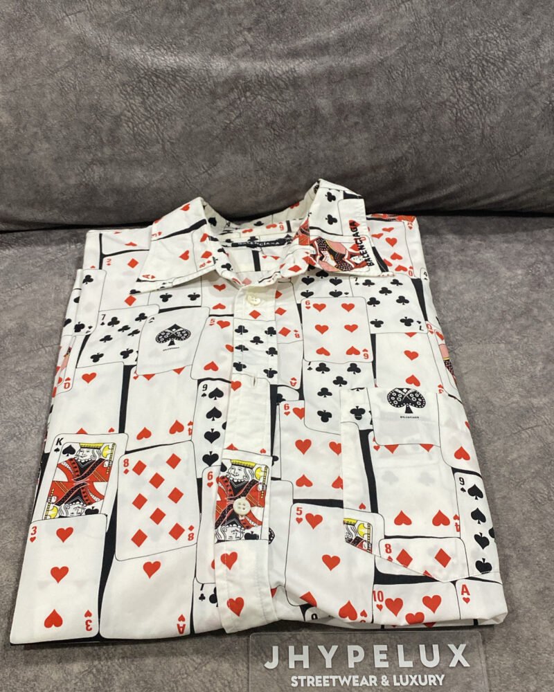 Balenciaga Shirt White S/L Poker Cards Full Logo