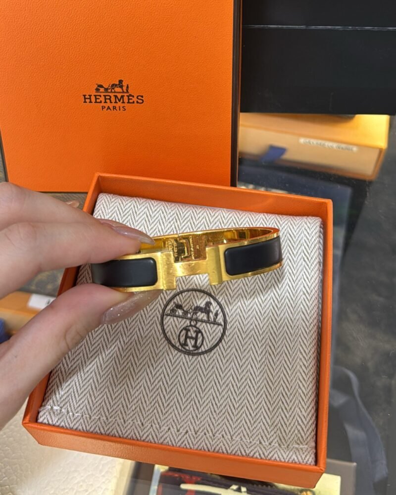 Hermes Black GHW Clic H Bangle