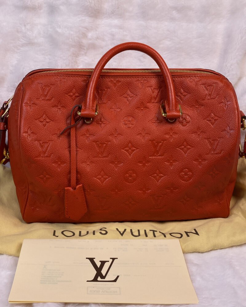 LV Speedy 30 Monogram Empreinte in Orangish Red