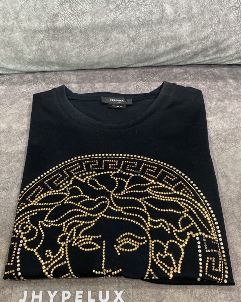 Versace Tee Medusa Crystal Circle Black