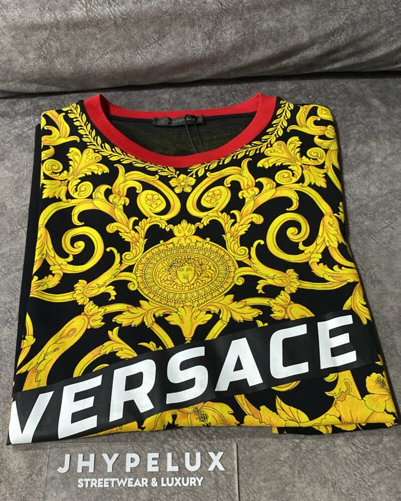 Versace Tee Black (Gold) Top Logo Word