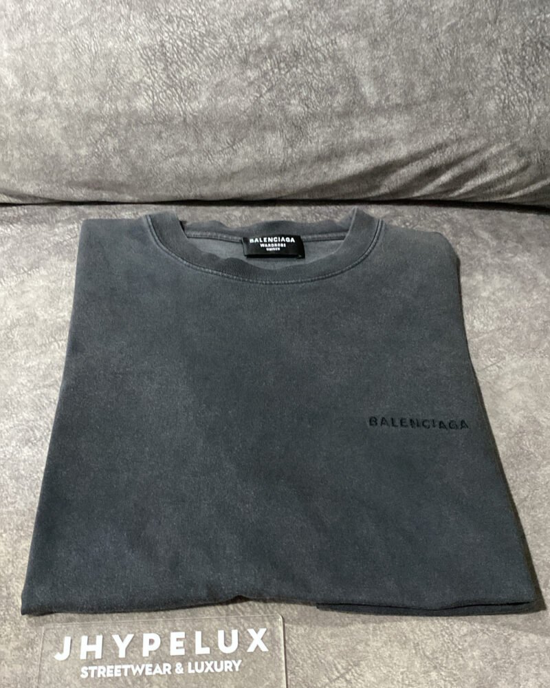 Balenciaga Tee Black Front Back Logo Fade Out