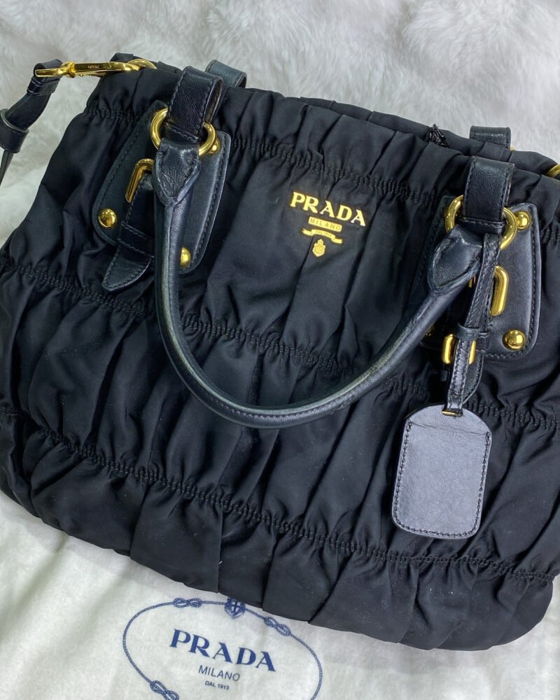 Prada Tessuto Gaufre Black Nylon Tote Bag