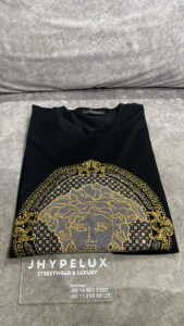 Versace Tee Black Medusa Full Crystal Embellished