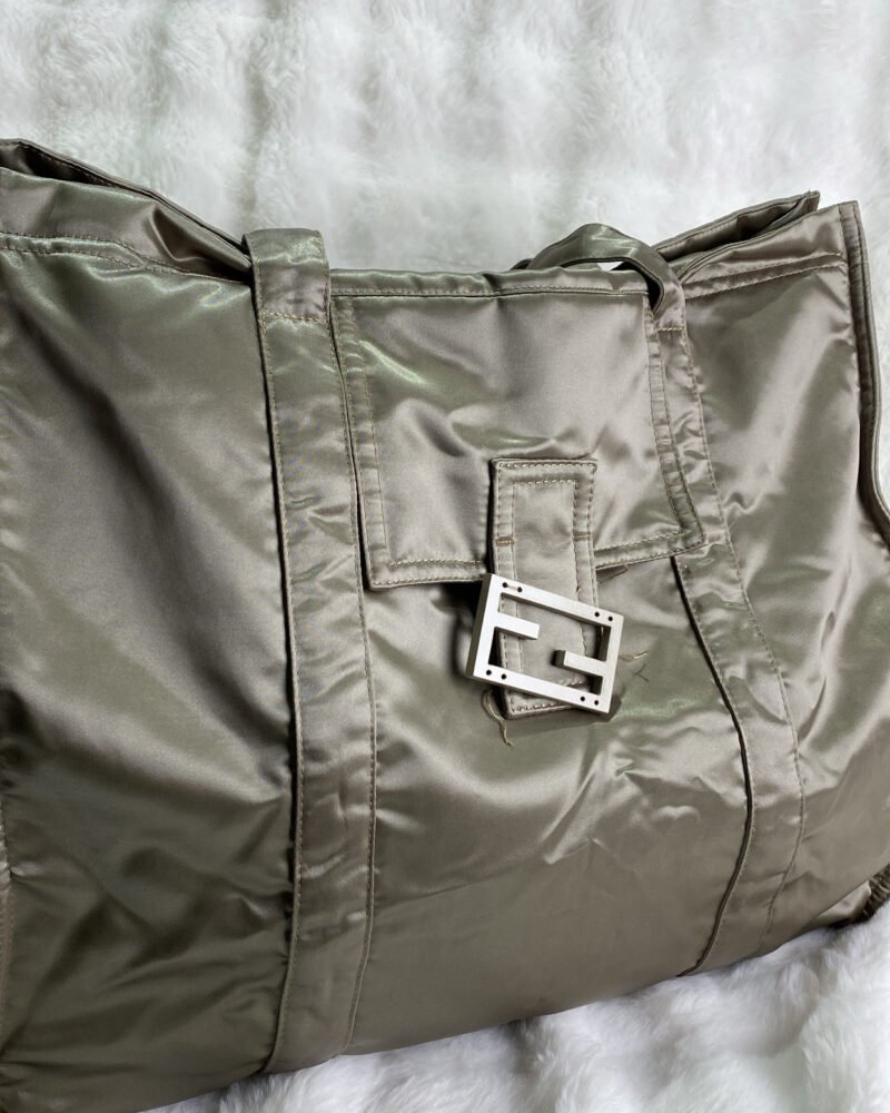 Fendi Eco-Nylon Foldable Tote Bag in Khaki