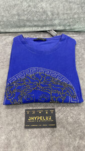 Versace Blue Tee with Crystal Logo