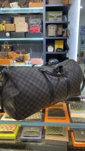 LV Damier Brown Keepall 55 Bandouliere Duffle Bag