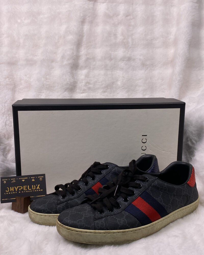 Gucci Ace Black Monogram Full Logo