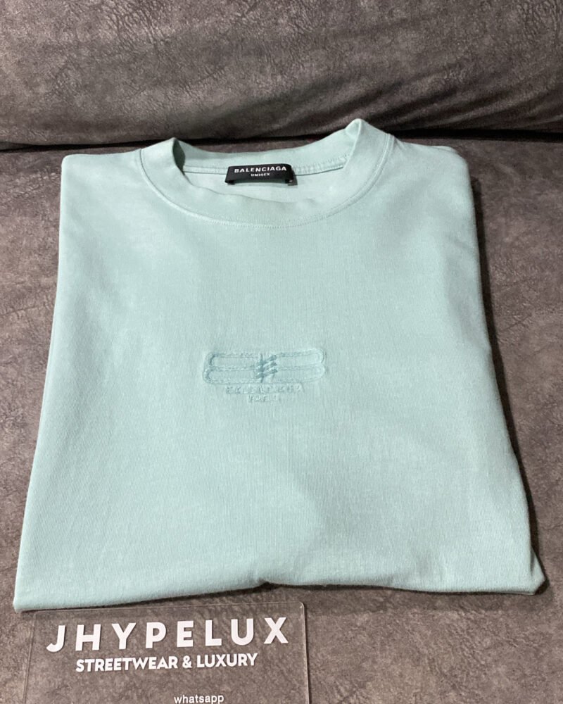Balenciaga Tee Sky Blue Embroided BB Icon