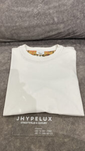 Burberry Tee White Serra Sleeve Checkered