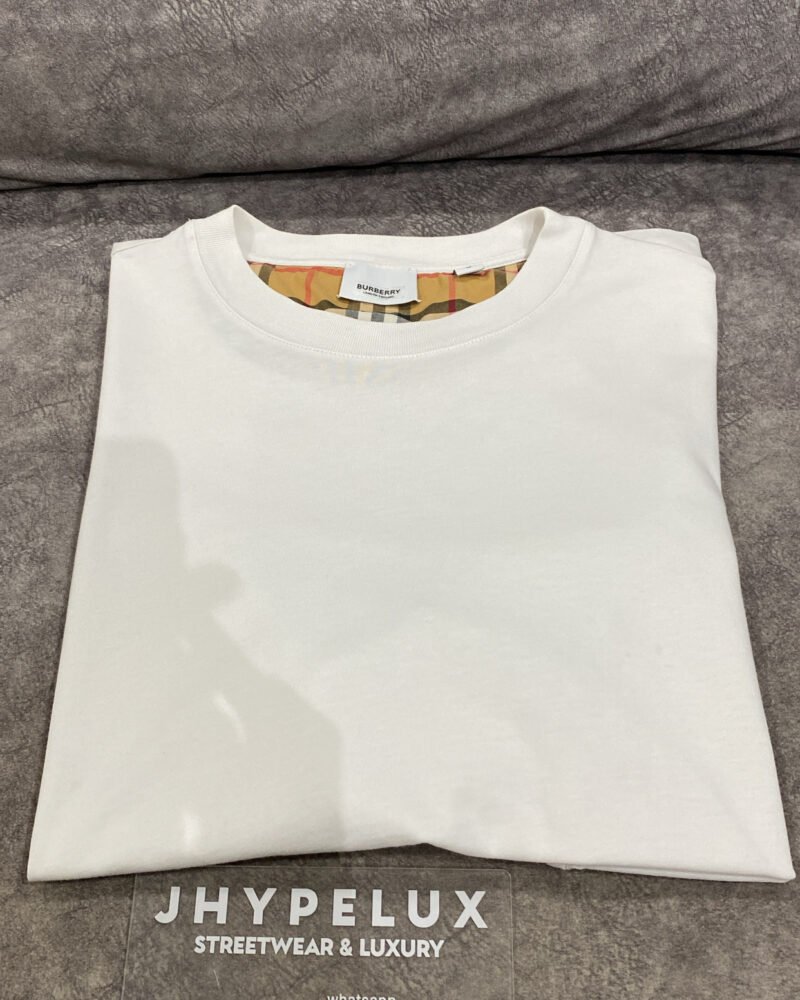 Burberry Tee White Serra Sleeve Checkered