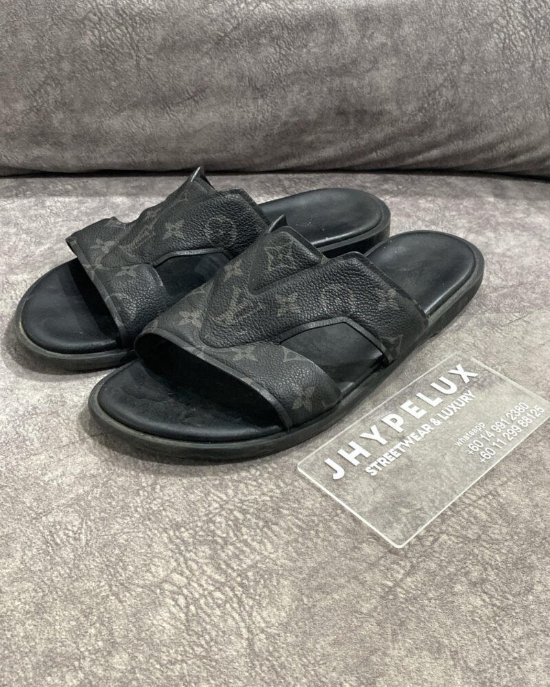 LV Sandals Black Monogram Eclipse