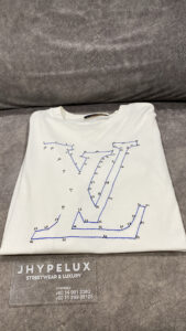 LV Tee White S/S Embroided Stitch Numbers