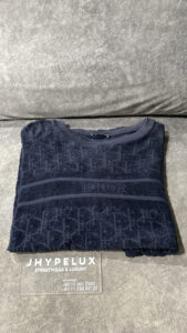 Dior Tee Navy Full Logo Towel