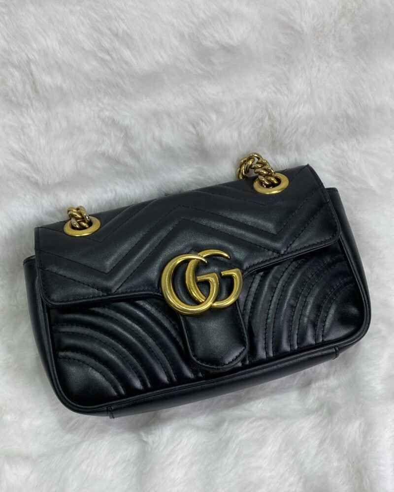 Gucci Black Marmont Mini GG logo Shoulder Bag