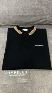Burberry Polo Black Spellout Pique Logo S/A