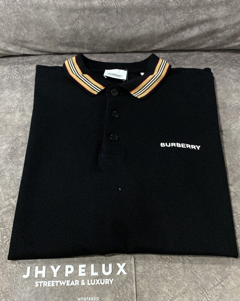 Burberry Polo Black Spellout Pique Logo S/A