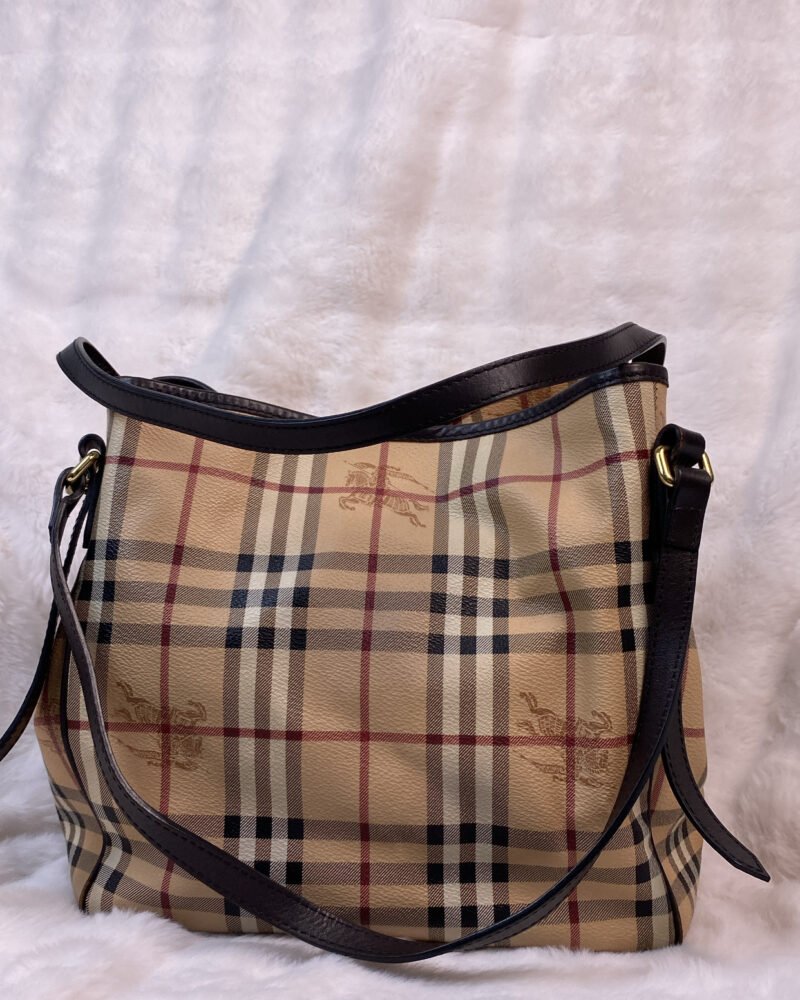 Gucci Boston Bag in Beige GG canvas with dark brown leather trim