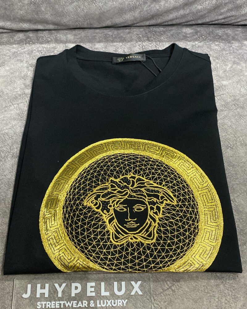 Versace Tee Gold Logo (Black) with crystal motif